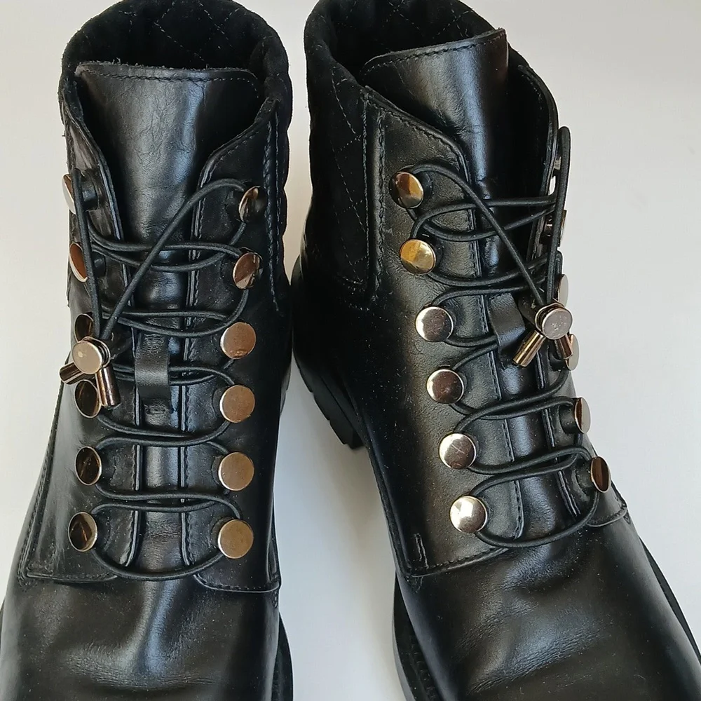 AQUATALIA Black Leather Luxery Moto Classic Boots Made In ITALY womens Sz10 - Picture 5 of 8